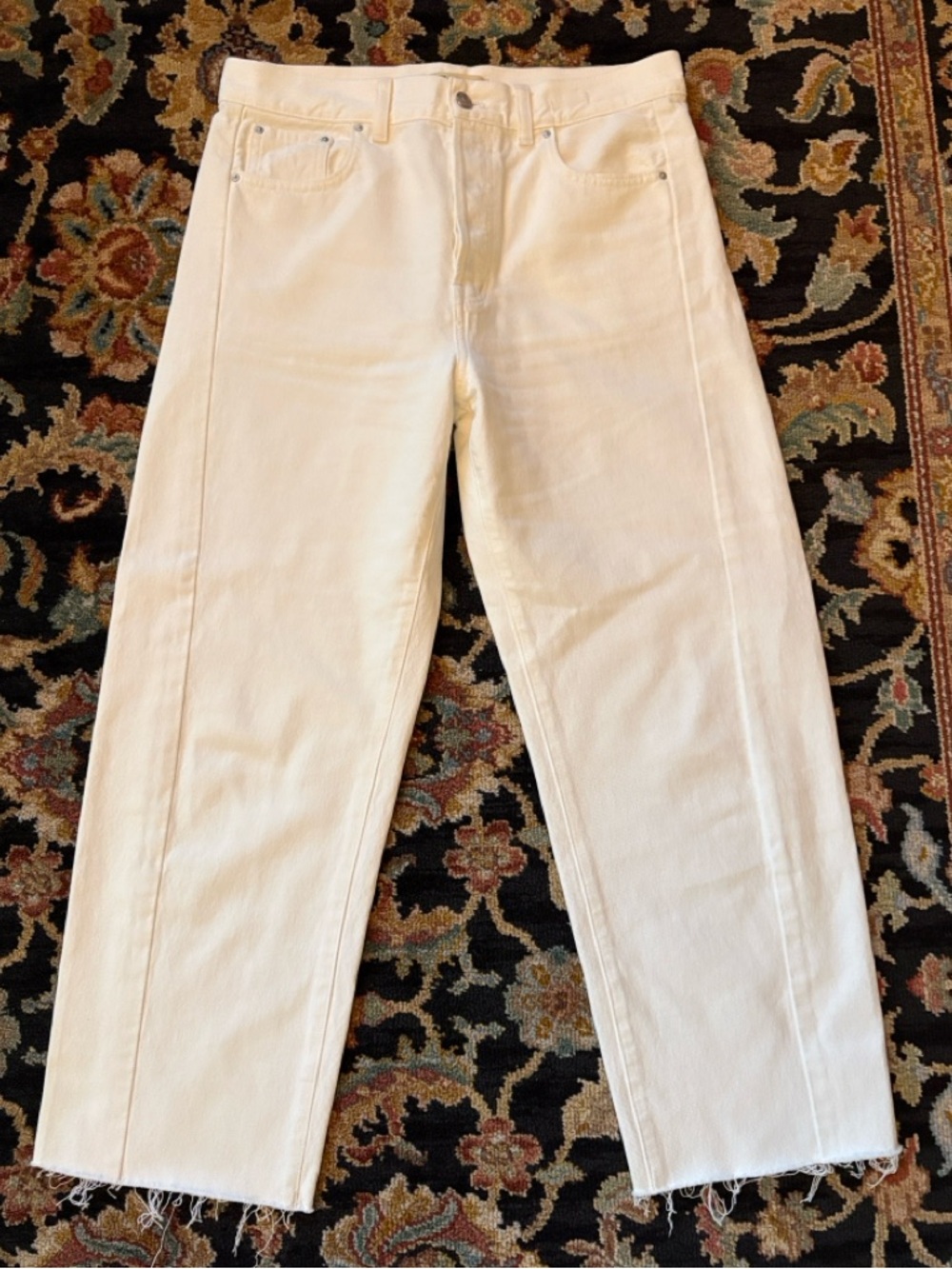Madewell White Pieced Barrel Leg Ankle Jeans